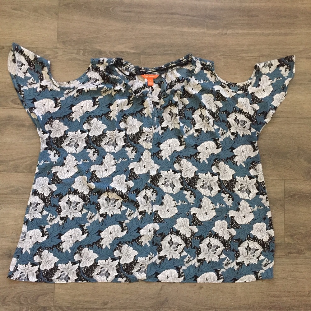 Joe Fresh Floral Blouse Cold Shoulder Plus Size 2X
